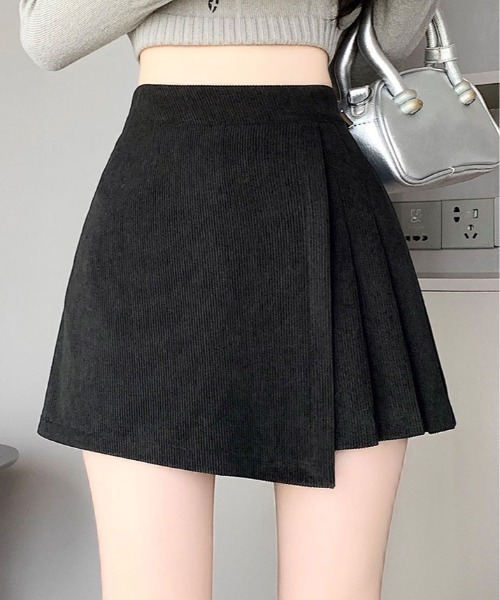 スカート コーデュロイ サイド プリーツ ラップ パンツ : ZOZOTOWN