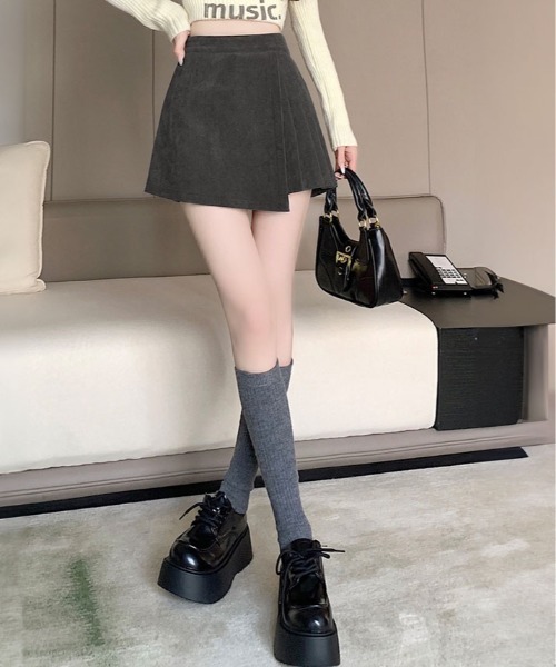 スカート コーデュロイ サイド プリーツ ラップ パンツ : ZOZOTOWN
