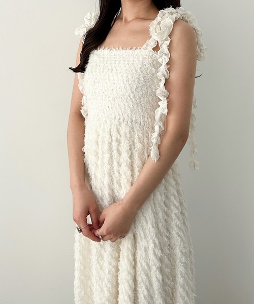 Heather ワンピース ジャガードフリルキャミワンピース 326090