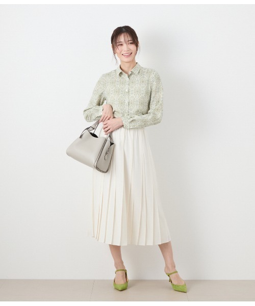 NEWYORKER ブラウス シャツ ミモザプリント レギュラーカラー