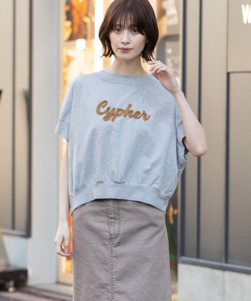 tシャツ ”Cypher”ロゴ刺繍Tシャツ レディース
