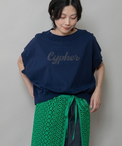 tシャツ ”Cypher”ロゴ刺繍Tシャツ レディース