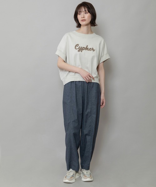 tシャツ ”Cypher”ロゴ刺繍Tシャツ レディース