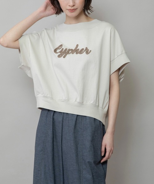tシャツ ”Cypher”ロゴ刺繍Tシャツ レディース