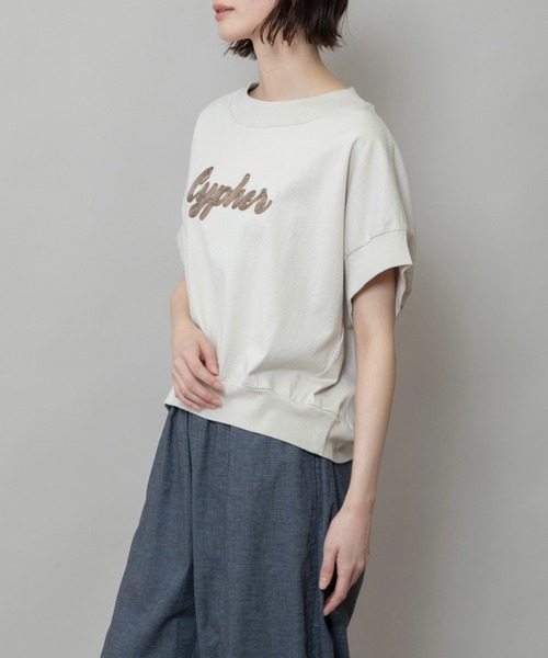 tシャツ ”Cypher”ロゴ刺繍Tシャツ レディース