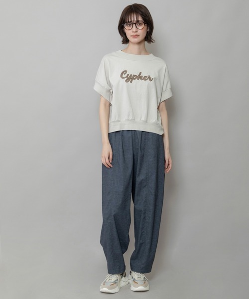 tシャツ ”Cypher”ロゴ刺繍Tシャツ レディース