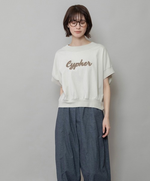 tシャツ ”Cypher”ロゴ刺繍Tシャツ レディース