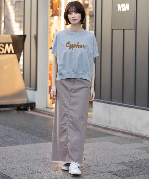 tシャツ ”Cypher”ロゴ刺繍Tシャツ レディース
