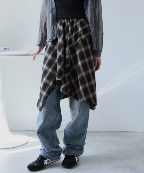 YOHJIYAMAMOTO+NOIR アシンメトリー パンツ スカート チェック ULYSSES スカート アシンメトリーチェックスカート : ZOZOTOWN Yahoo