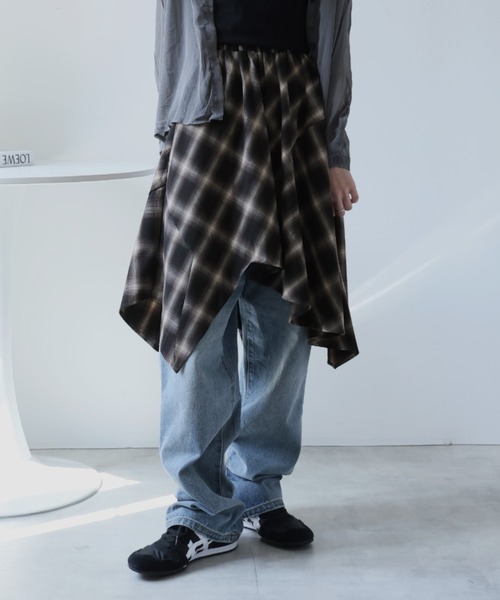 ULYSSES スカート アシンメトリーチェックスカート : ZOZOTOWN Yahoo