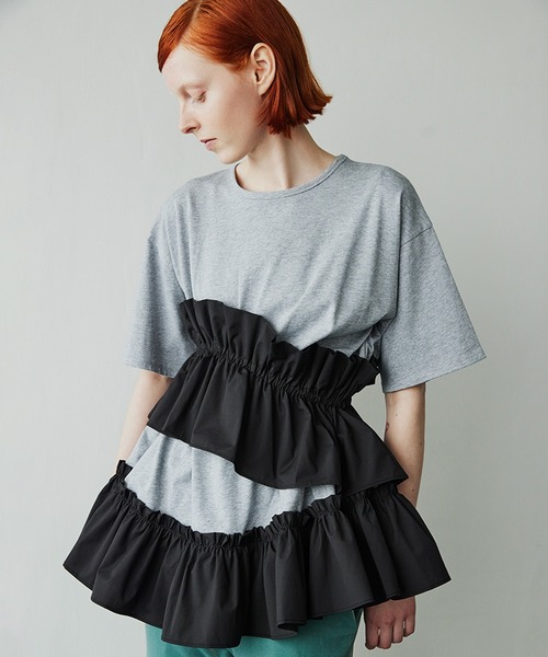 tシャツ Asynmentry Ruffled T-shirt レディース
