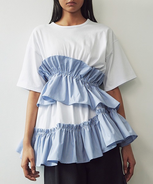 トップス SORIN Asynmentry Ruffled T-shirt セール】Asynmentry Ruffled T-shirt（Tシャツ/カットソー