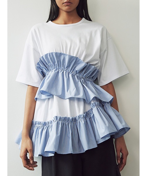 SORIN tシャツ Asynmentry Ruffled T-shirt レディース