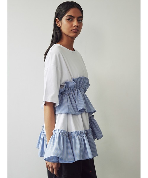 トップス SORIN Asynmentry Ruffled T-shirt Asynmentry Ruffled T-shirt（カットソー/Tシャツ）｜SORIN
