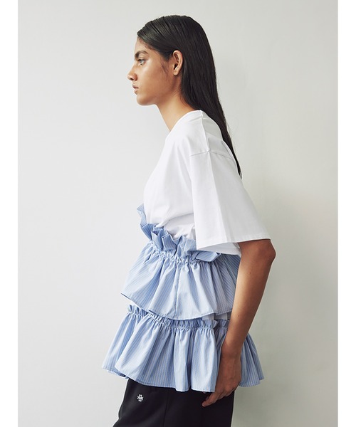トップス sorin Asymmetry Ruffled Long T-shirt Asymmetry Ruffled Long T-shirt（カットソー/Tシャツ）｜SORIN