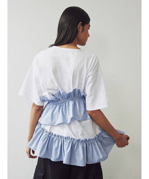 トップス sorin Asymmetry Ruffled Long T-shirt セール】Asymmetry Ruffled Long T-shirt（Tシャツ/カットソー