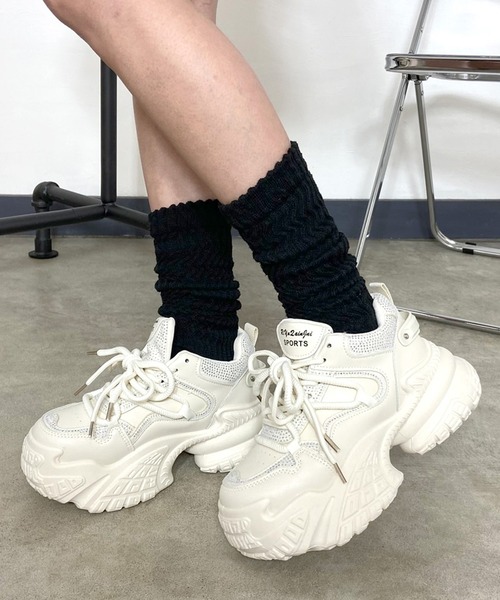 non-hedge（ノンヘッジ） スニーカー ストーン付厚底ダッドスニーカー