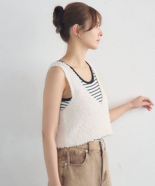 ベスト ジレ LOOP YARN リボンベスト レディース RETROGIRL ベスト ジレ リボンヤーンベスト レディース