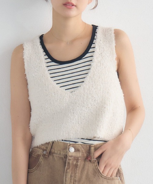 ベスト ジレ LOOP YARN リボンベスト レディース RETROGIRL ベスト ジレ リボンヤーンベスト レディース