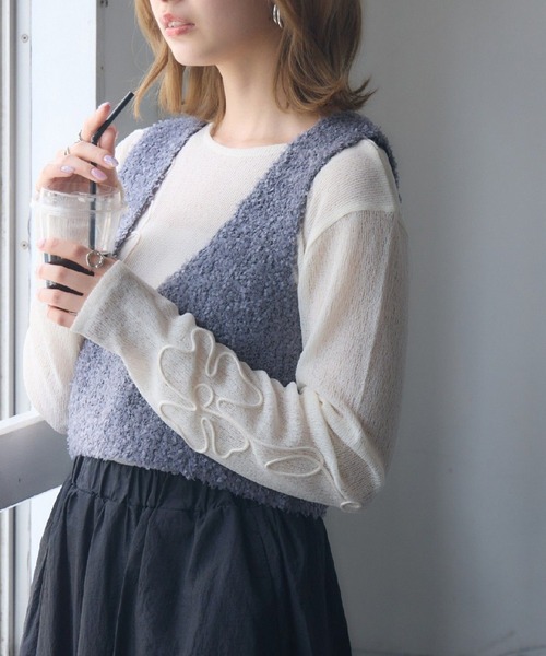ベスト ジレ LOOP YARN リボンベスト レディース 楽天市場】ニットベスト ベスト ジレ レディース リボン かぎ