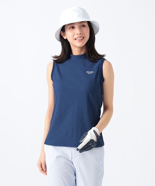 tシャツ PURPLE LABEL / ノースリーブ パール モックネックシャツ レディース