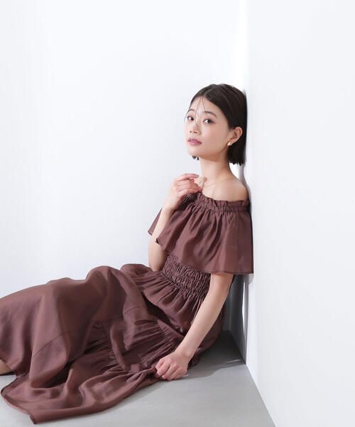 NATURAL BEAUTY BASIC ワンピース シアーオフショルワンピース