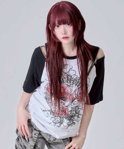 REFLEM tシャツ 「REFLEM/レフレム」薔薇プリントラグランT