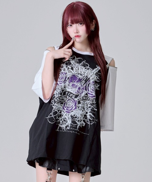 REFLEM tシャツ 「REFLEM/レフレム」薔薇プリントラグランT
