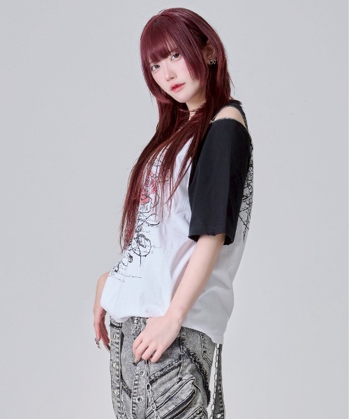 REFLEM tシャツ 「REFLEM/レフレム」薔薇プリントラグランT