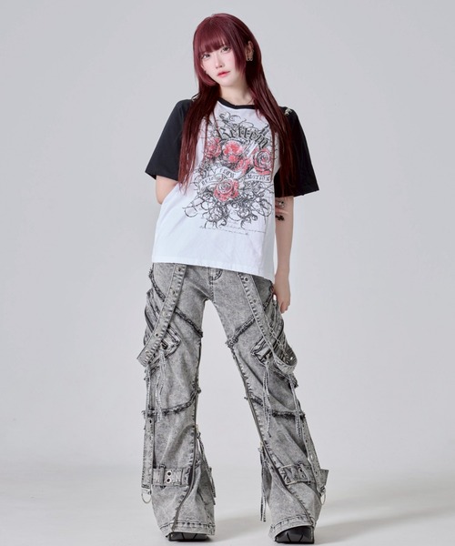 REFLEM tシャツ 「REFLEM/レフレム」薔薇プリントラグランT