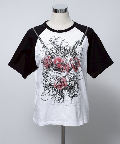 REFLEM tシャツ 「REFLEM/レフレム」薔薇プリントラグランT