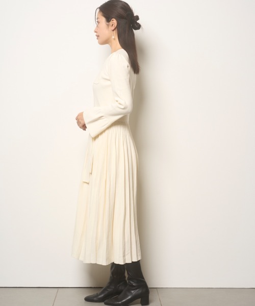 新品タグ付 CELFORD カシミヤ混 ボトルネックリブニットワンピース 36