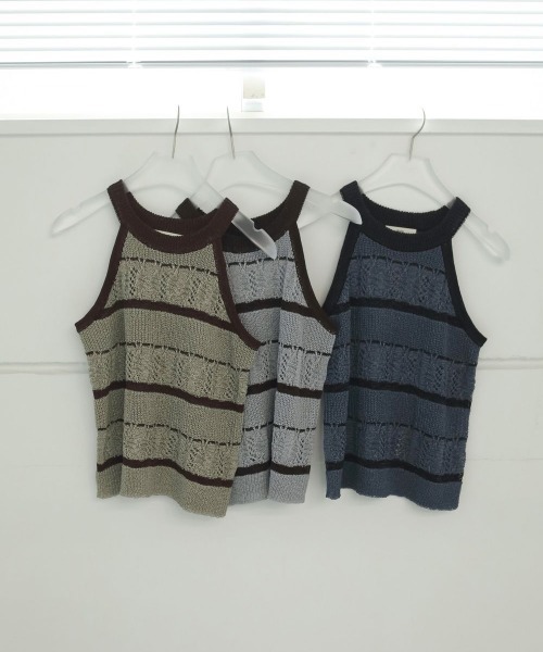 anuke（アンヌーク） タンクトップ ノースリーブ anuke Border Knit