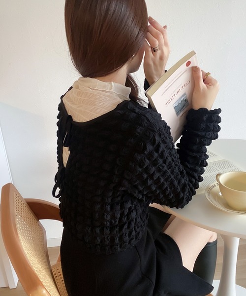 「mily bilet」 カーディガン SMALL アイボリー レディース