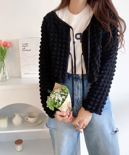 「mily bilet」 カーディガン SMALL アイボリー レディース