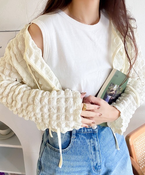 「mily bilet」 カーディガン SMALL アイボリー レディース