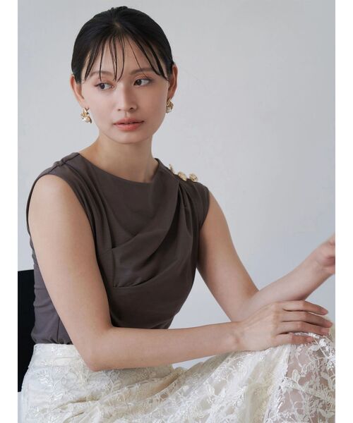tシャツ タックアシメフレンチカットソー レディース