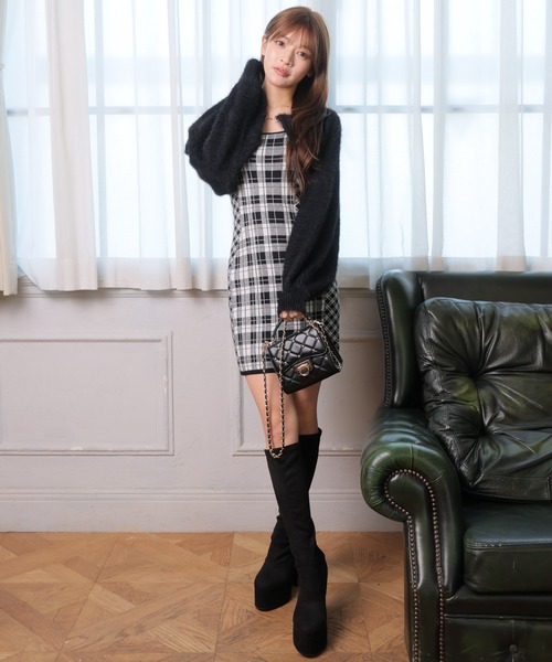 ワンピース 「形が選べる」フェザーチェックアンサンブル