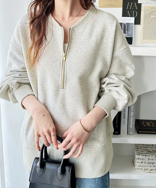 GeeRA（ジーラ） トレーナー スウェット フロントハーフジップ裏起毛