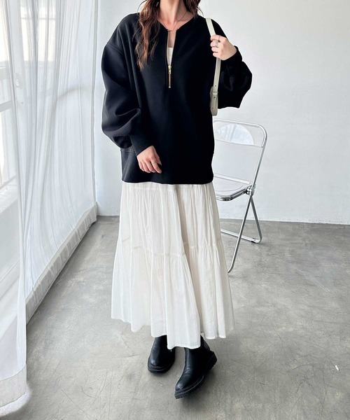 GeeRA（ジーラ） トレーナー スウェット フロントハーフジップ裏起毛