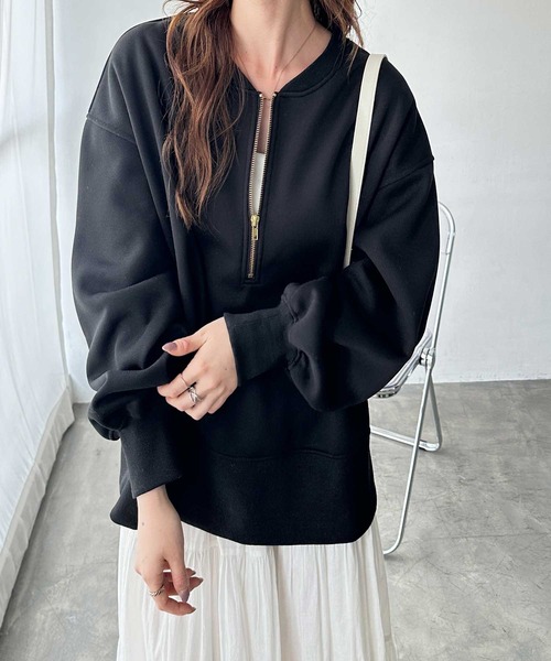 GeeRA（ジーラ） トレーナー スウェット フロントハーフジップ裏起毛