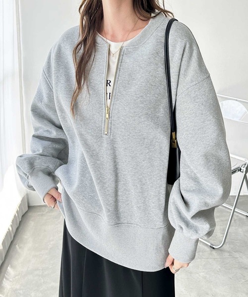 GeeRA（ジーラ） トレーナー スウェット フロントハーフジップ裏起毛