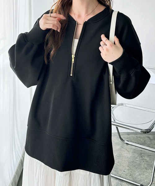 GeeRA（ジーラ） トレーナー スウェット フロントハーフジップ裏起毛