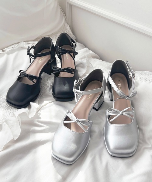 「apres jour」 ヒールサンダル MEDIUM ブラック レディース_画像2