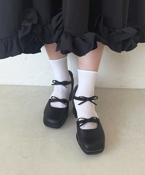 「apres jour」 ヒールサンダル MEDIUM ブラック レディース_画像3