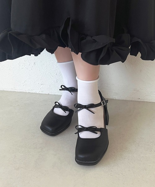 「apres jour」 ヒールサンダル MEDIUM ブラック レディース_画像4