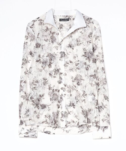 tシャツ ラッセルレースフラワープリントシャツ メンズの画像