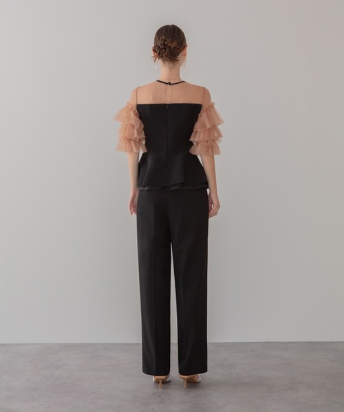 Leja（レジャ） パンツドレス 「LEJA」チュールスリーブペプラム