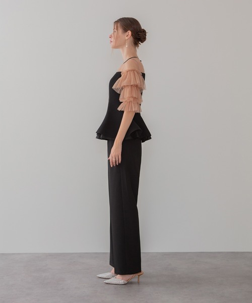 Leja（レジャ） パンツドレス 「LEJA」チュールスリーブペプラム
