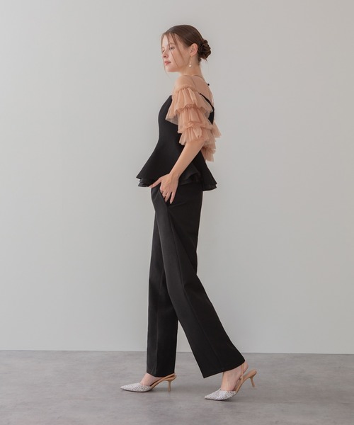 Leja（レジャ） パンツドレス 「LEJA」チュールスリーブペプラム